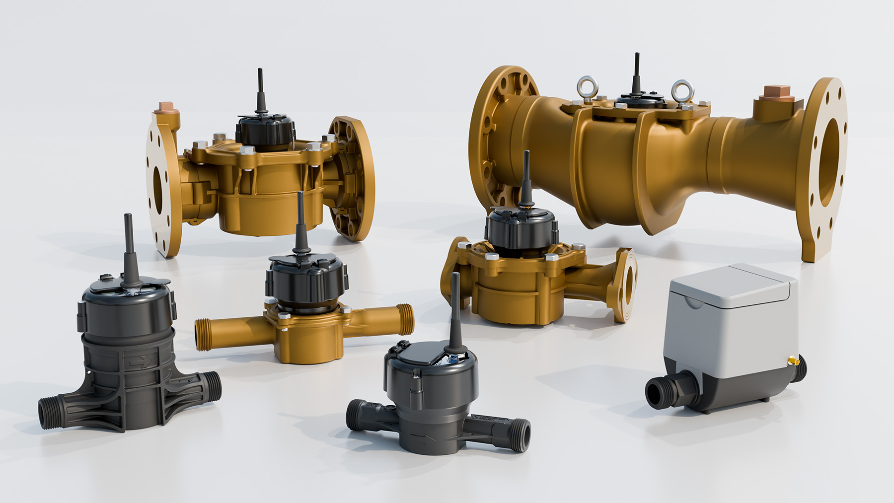 An image showing Metron's range of water meters
