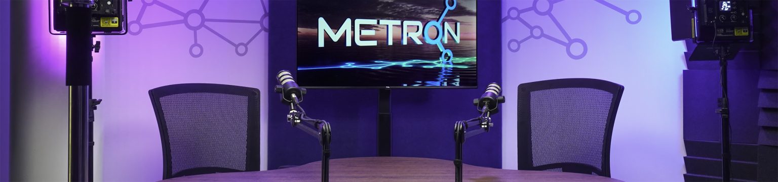 A photo of Metron's podcast studio, cropped for use in the page header